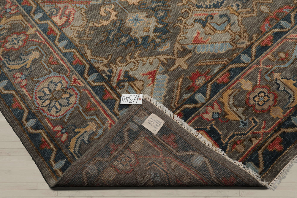 Multi Size Gray Gray Teal Color Hand Knotted Oushak Wool Traditional Oriental Rug