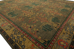 Multi Size Green Pistachio Coral Color Hand Knotted Wool Oriental Rug
