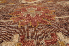 Knotted Rug Brown Hand Knotted 8'x10' Transitional Embossed Look Oushak Wool Oriental Area Rug