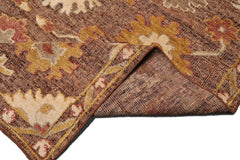 Knotted Rug Brown Hand Knotted 8'x10' Transitional Embossed Look Oushak Wool Oriental Area Rug