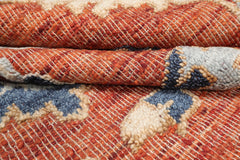 Knotted Rug Rust Hand Knotted 8'x10' Transitional Embossed Look Oushak Wool Oriental Area Rug