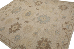 Knotted Rug Ivory Hand Knotted 8'x10' Transitional Embossed Look Oushak Wool Oriental Area Rug