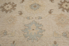 Knotted Rug Ivory Hand Knotted 8'x10' Transitional Embossed Look Oushak Wool Oriental Area Rug