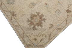 Knotted Rug Ivory Hand Knotted 8'x10' Transitional Embossed Look Oushak Wool Oriental Area Rug
