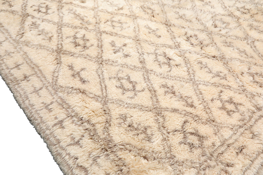 9x12 Ivory, Brown, Color Hand Knotted Moroccan Wool Modern & Contemporary Oriental Rug