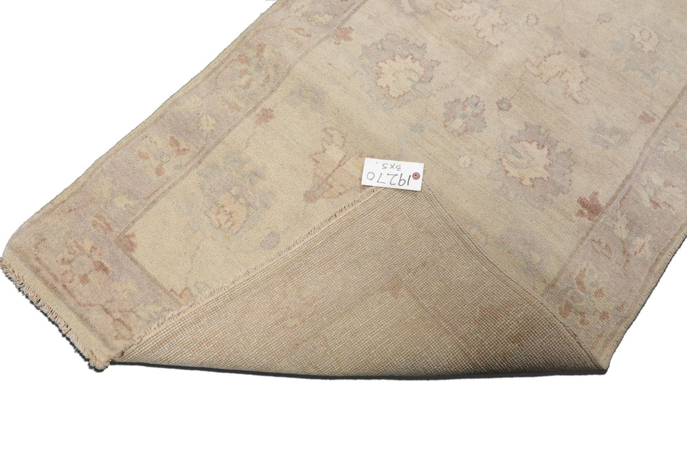 3x5 Ivory, Taupe, Rust Color Hand Knotted Afghan Oushak Wool Transitional Oriental Rug