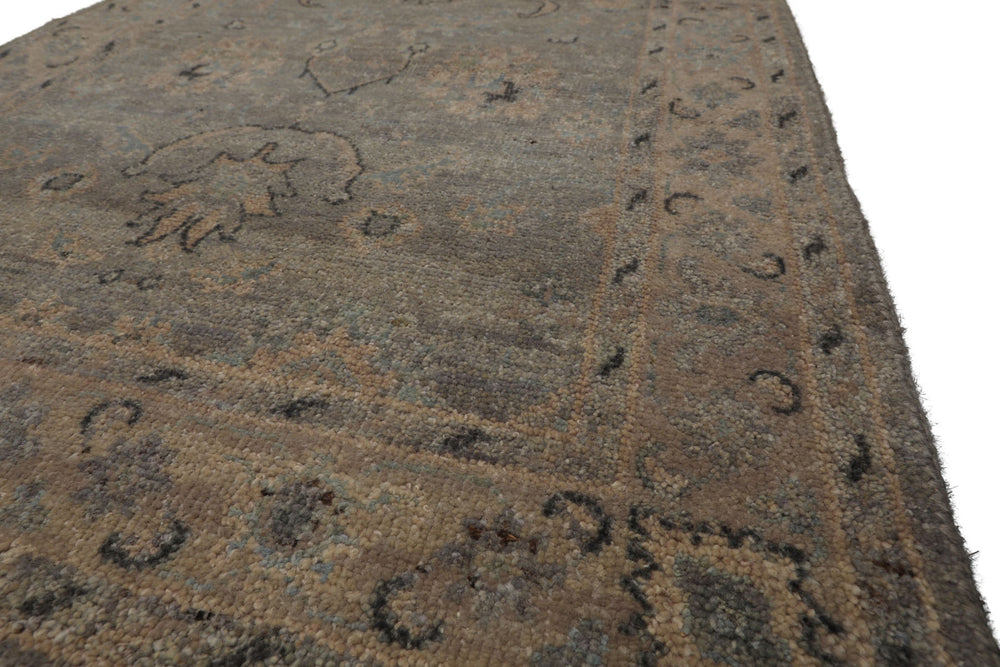 3x5 Gray, Beige, Aqua Color Hand Knotted Afghan Oushak Wool Transitional Oriental Rug