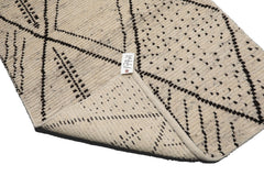 Knotted Rug Ivory Hand Knotted 3'0''x5'0" Afghan Moroccan Modern Contemporary Tribal Wool Oriental Area Rug