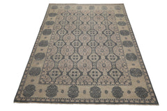 8x10 Gray, Beige, Blush Color Hand Knotted Wool Transitional Oriental Rug