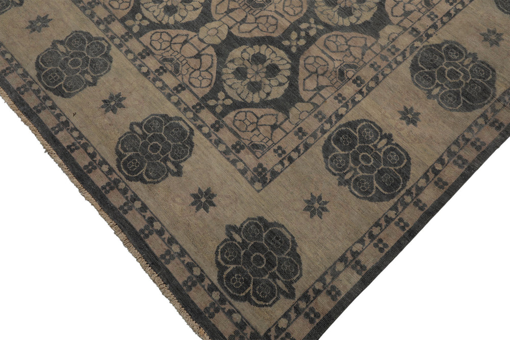 8x10 Gray, Beige, Blush Color Hand Knotted Wool Transitional Oriental Rug