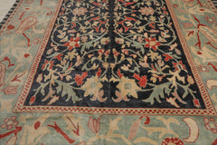 10x14 Black, Pale Aqua, Rust Color Hand Knotted 100% Wool Traditional Oriental Rug