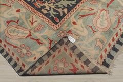 10x14 Black, Pale Aqua, Rust Color Hand Knotted 100% Wool Traditional Oriental Rug