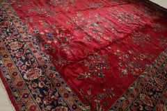 Palace Burgundy, Midnight Blue, Brown Color Hand Knotted Sarouk 100% Wool Traditional Oriental Rug