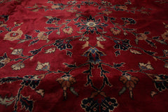 Palace Burgundy, Midnight Blue, Brown Color Hand Knotted Sarouk 100% Wool Traditional Oriental Rug