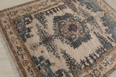5x7 Beige, Blue, Tan Color Hand Knotted Turkish Oushak 100% Wool Traditional Oriental Rug
