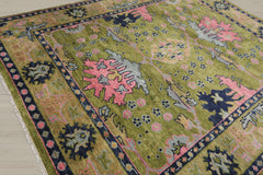 Knotted Rug Green Red Hand Knotted Multi Size Wool Arts and Crafts Oushak Traditional Rugs