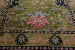 Knotted Rug Green Red Hand Knotted Multi Size Wool Arts and Crafts Oushak Traditional Rugs