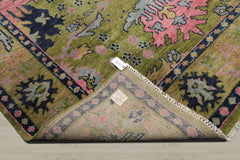 Knotted Rug Green Red Hand Knotted Multi Size Wool Arts and Crafts Oushak Traditional Rugs