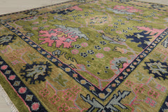 Knotted Rug Green Red Hand Knotted Multi Size Wool Arts and Crafts Oushak Traditional Rugs