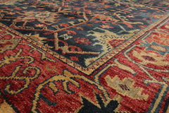 Multi Size Blue Coral Orange Color Hand Knotted Oushak Wool Oriental Rug