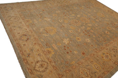 Knotted Rug Gray Ivory Hand Knotted 9'x12' Sino Persian Tabriz Mahi Traditional 300 KPSI 100% Wool Oriental Area Rug