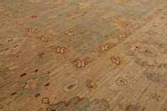 Knotted Rug Gray Ivory Hand Knotted 9'x12' Sino Persian Tabriz Mahi Traditional 300 KPSI 100% Wool Oriental Area Rug