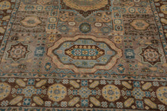 8x10 Taupe, Teal, Gold Color Hand Knotted 100% Wool Traditional Oriental Rug