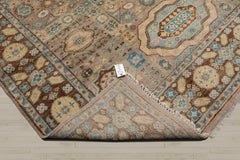8x10 Taupe, Teal, Gold Color Hand Knotted 100% Wool Traditional Oriental Rug