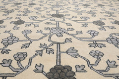 Multi Size Ivory Gray Charcoal Color Hand Knotted Oushak Wool Traditional Oriental Rug