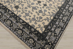 Multi Size Ivory Gray Charcoal Color Hand Knotted Oushak Wool Traditional Oriental Rug