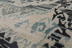 8x11 Gray Beige, Charcoal, Blue Color Hand Knotted 100% Wool Modern Oriental Rug