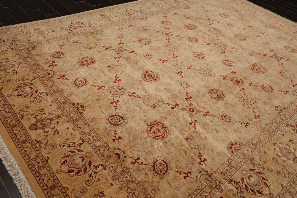 9x12 Beige, Brown, Red Color Hand Knotted Pak Persian 100% Wool Traditional Oriental Rug
