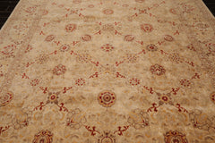 9x12 Beige, Brown, Red Color Hand Knotted Pak Persian 100% Wool Traditional Oriental Rug