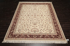 9x12 Cream, Maroon, Gray Color Hand Knotted Isfahan 100% Wool Traditional Oriental Rug