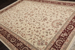 9x12 Cream, Maroon, Gray Color Hand Knotted Isfahan 100% Wool Traditional Oriental Rug