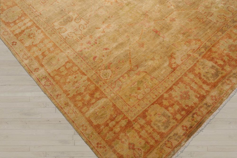 6x9 Tan, Teracotta, Gold Color Hand Knotted Oushak 100% Wool Traditional Oriental Rug
