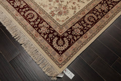 9x12 Cream, Maroon, Gray Color Hand Knotted Isfahan 100% Wool Traditional Oriental Rug