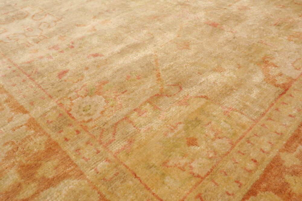 6x9 Tan, Teracotta, Gold Color Hand Knotted Oushak 100% Wool Traditional Oriental Rug