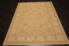 9x12 Tan, Beige, Gray Color Hand Knotted Chobi Peshawar 100% Wool Traditional Oriental Rug