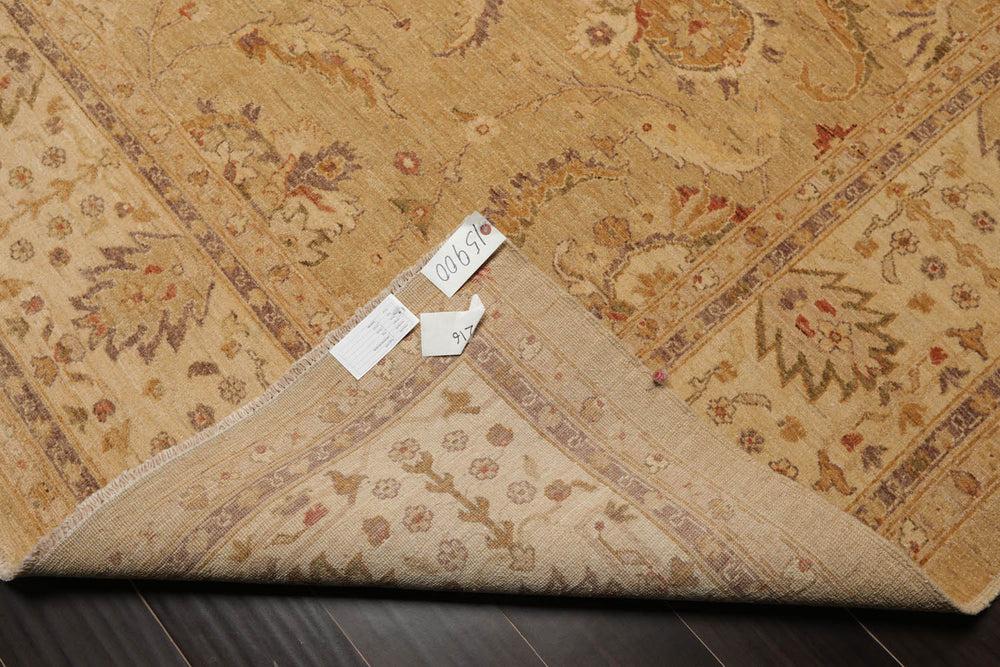 9x12 Tan, Beige, Gray Color Hand Knotted Chobi Peshawar 100% Wool Traditional Oriental Rug