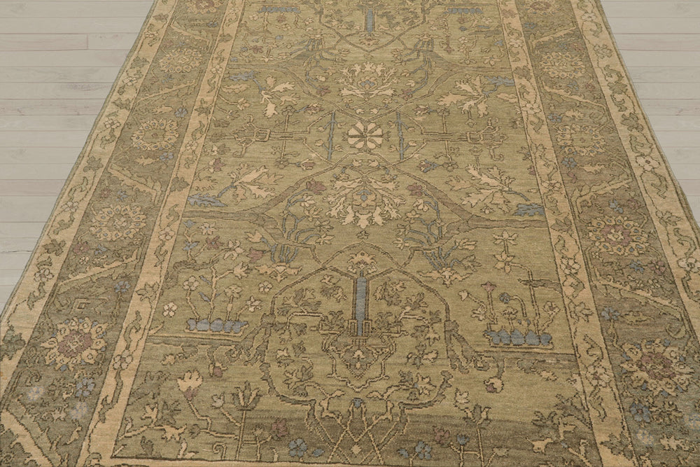 5x8 Moss, Moss, Gray Color Hand Knotted Caucasian 100% Wool Transitional Oriental Rug