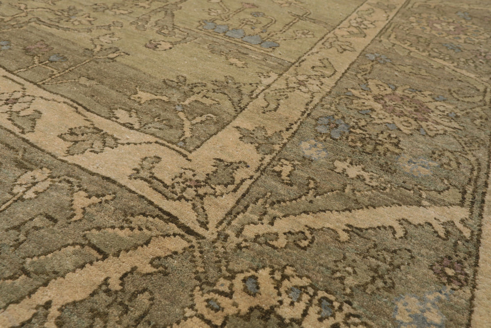 5x8 Moss, Moss, Gray Color Hand Knotted Caucasian 100% Wool Transitional Oriental Rug