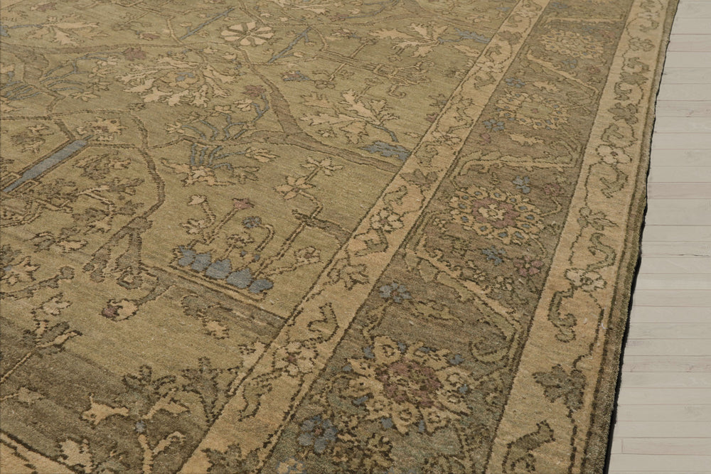5x8 Moss, Moss, Gray Color Hand Knotted Caucasian 100% Wool Transitional Oriental Rug