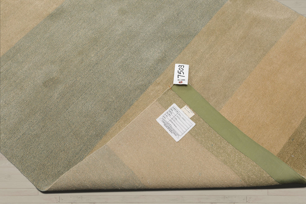 4x6 Aqua, Beige, Champagne Color Hand Knotted Tibetan Wool & Silk Modern Oriental Rug