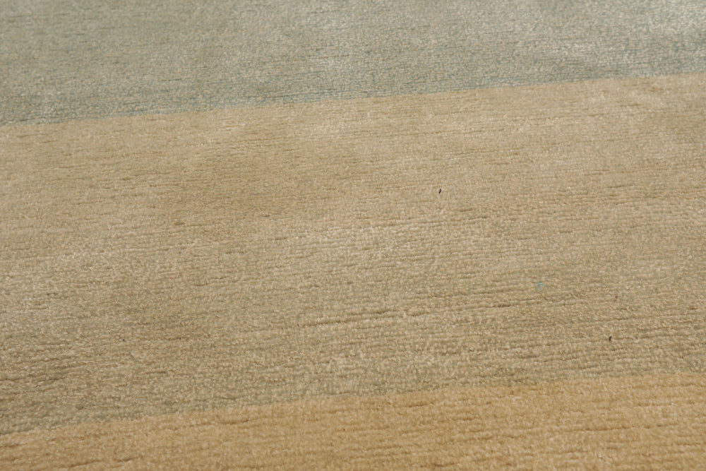 4x6 Aqua, Beige, Champagne Color Hand Knotted Tibetan Wool & Silk Modern Oriental Rug