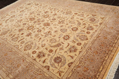 9x12 Ivory, Taupe, Brown Color Hand Knotted Pak Persian 100% Wool Traditional Oriental Rug