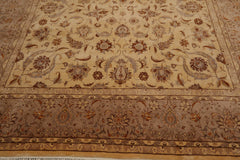 9x12 Ivory, Taupe, Brown Color Hand Knotted Pak Persian 100% Wool Traditional Oriental Rug