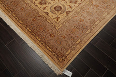 9x12 Ivory, Taupe, Brown Color Hand Knotted Pak Persian 100% Wool Traditional Oriental Rug