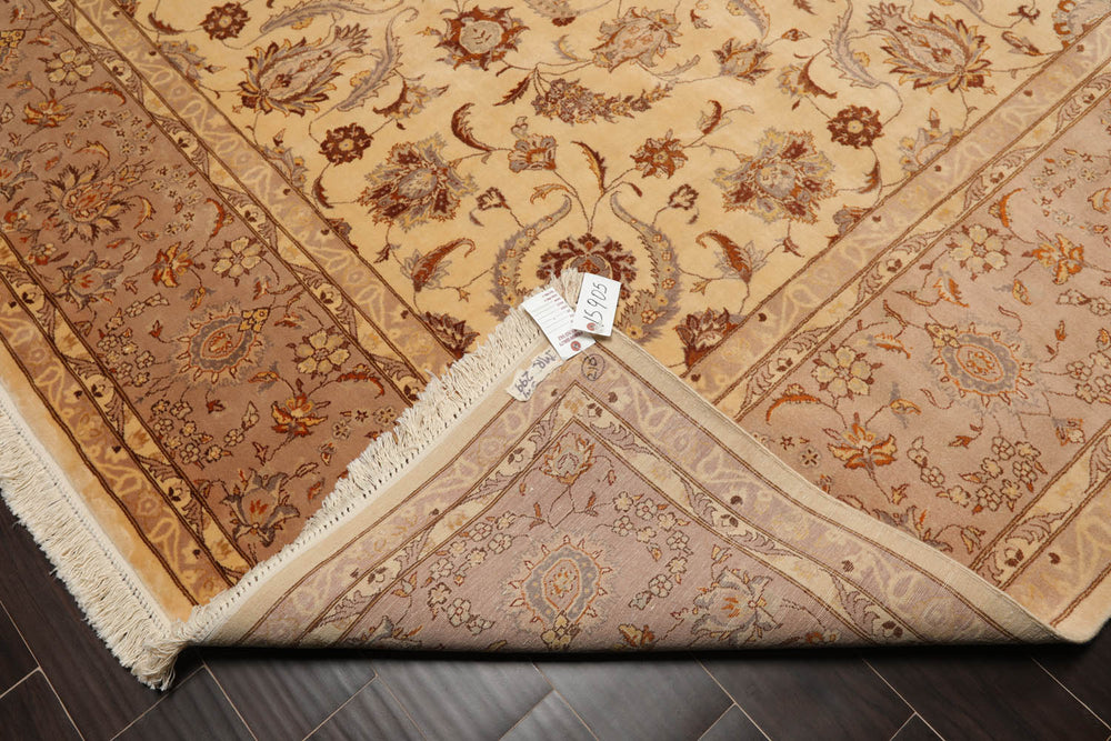 9x12 Ivory, Taupe, Brown Color Hand Knotted Pak Persian 100% Wool Traditional Oriental Rug
