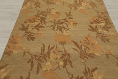 6x9 Light Olive, Brown, Beige Color Hand Knotted Tibetan 100% Wool Transitional Oriental Rug